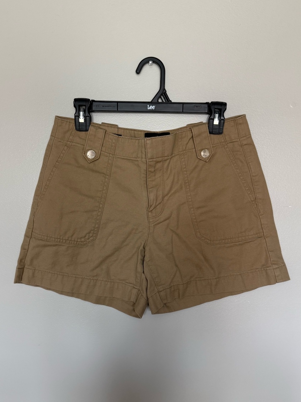 White House Black Market Women's Tan Utility Shorts with Front Patch Pockets